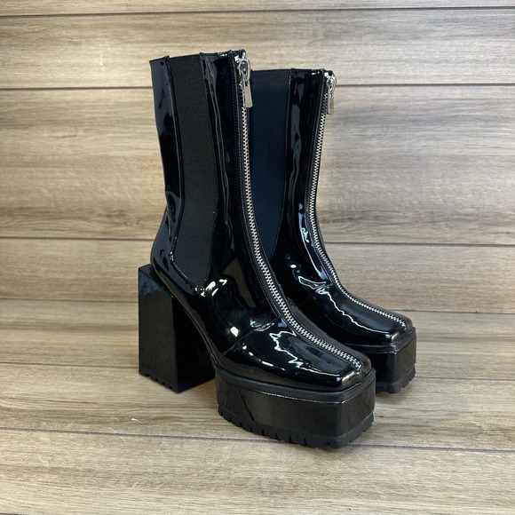 POSTER GIRL Toxic Behavior Platform Chelsea Boots Size 9 Chunky Black Dolls Kill - Picture 3 of 16